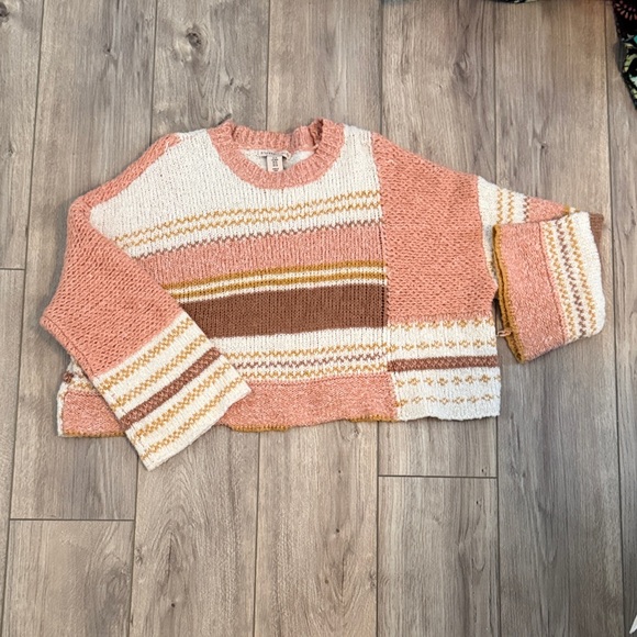 Sincerly Jules Sweaters - Peach and Cream Patchwork Sweater
